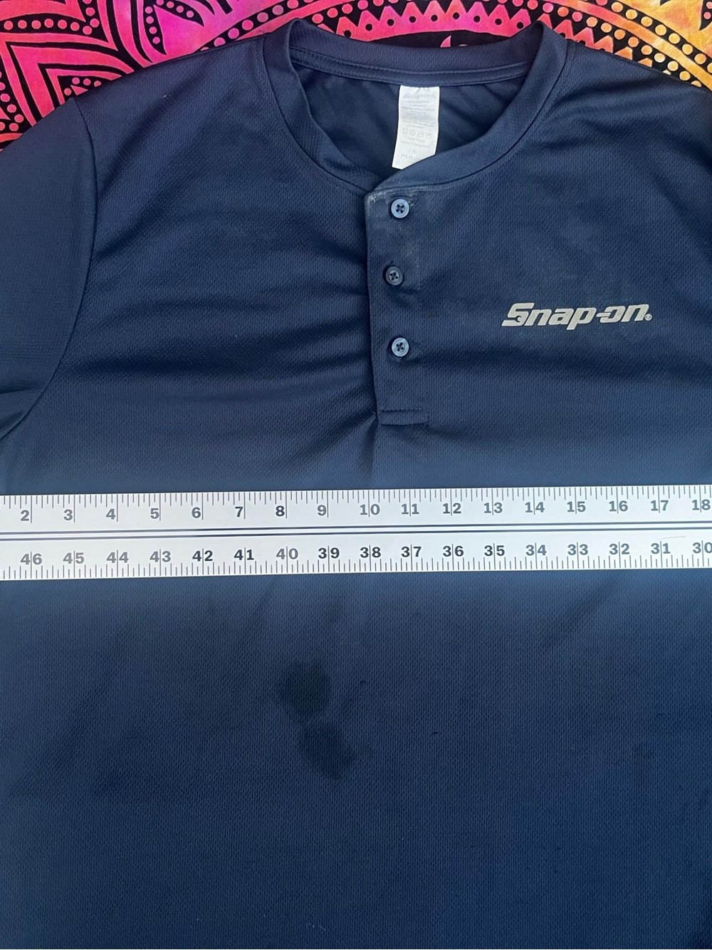 Snap Long Sleeve Henley Shirt in Navy Blue - Picture 5 of 9